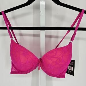 Icy Hot Lingerie Womens Sz 36B Padded Push Up Bra Bright Fuchsia Pink NEW